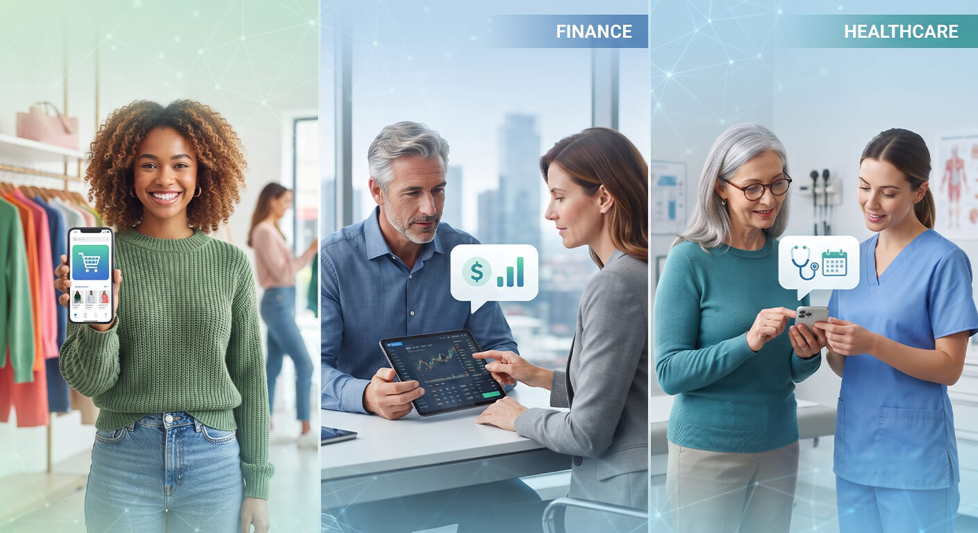 Top Use Cases for Conversational AI Agents in Retail, Finance & Healthcare